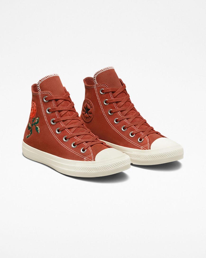 Tenisi Inalti Dama Converse Chuck Taylor All Star Embroidered Roses Portocalii | RO 13YLDV150